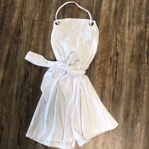 White beach romper coverup